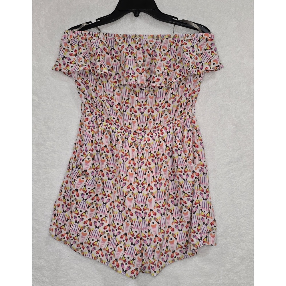 CHARLIE JADE Womens Size Small Strapless 100% Silk Colorful Romper Jumper Shorts - Picture 1 of 11
